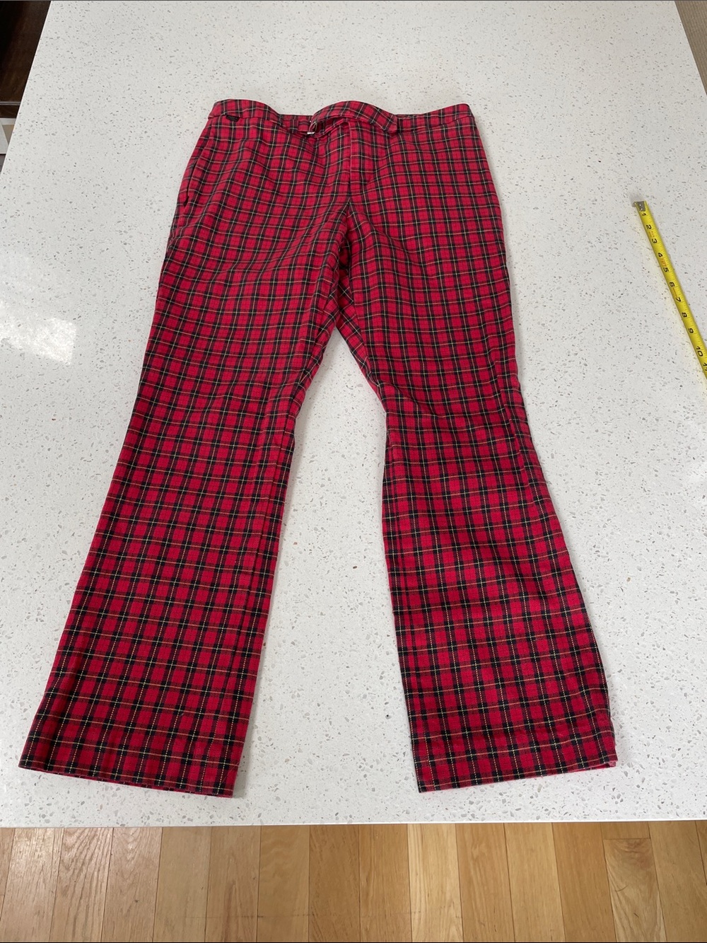 Ralph Lauren Red Black Plaid Straight Leg Pants